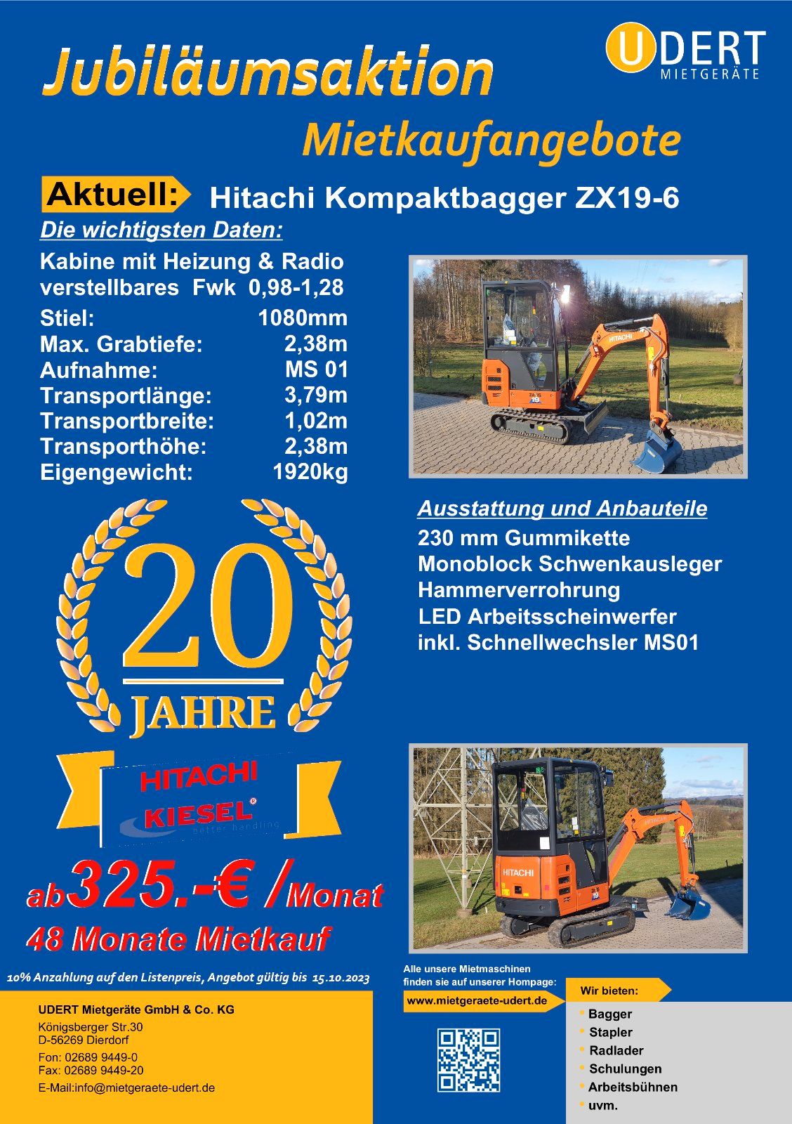 Minibagger Hitachi ZX19-6, Vorführmaschine, 1.920 kg, MS01