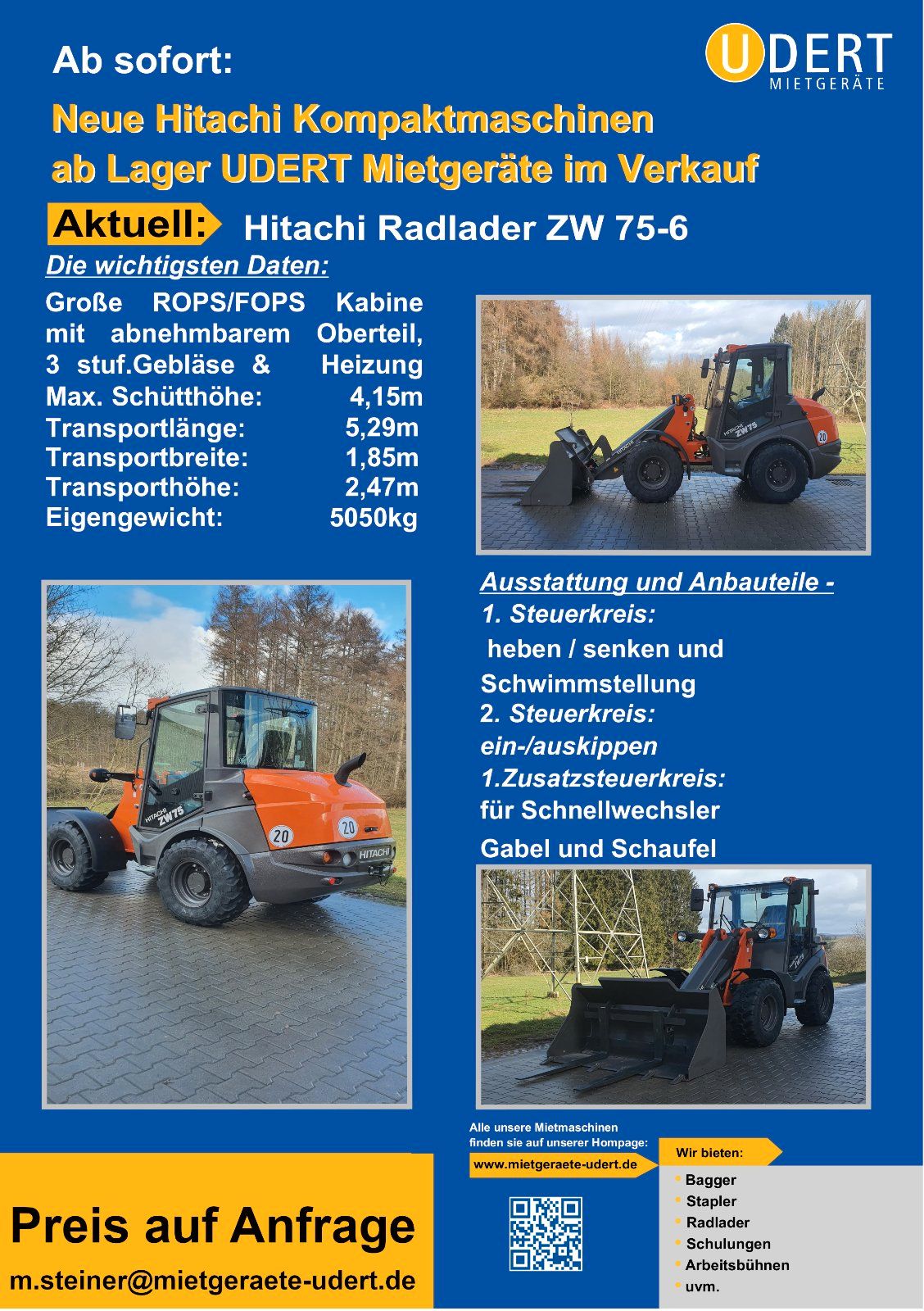 Radlader Hitachi ZW75-6, neu, 5.050 kg, sofort lieferbar