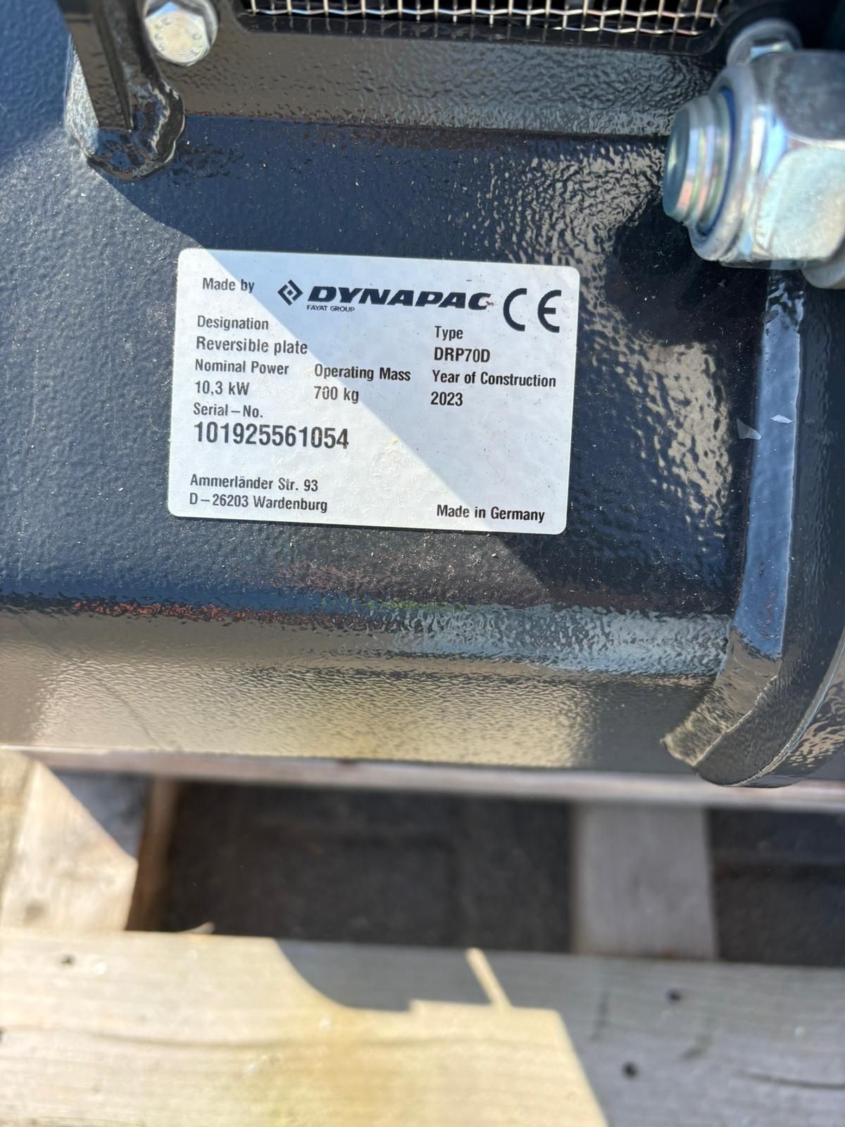 Rüttelplatte Dynapac DRP70D, neu, 700 kg Einsatzgewicht