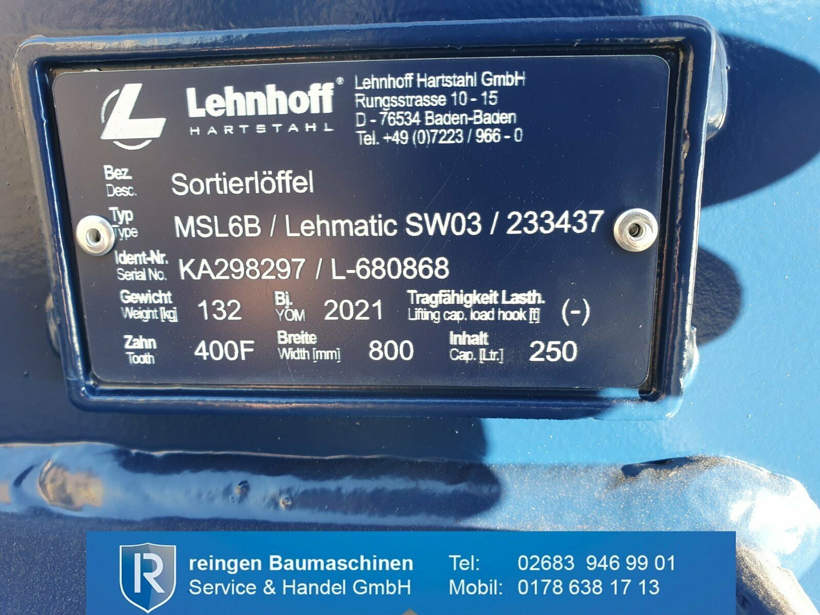 Sieblöffel Lehnhoff MSL 6B, 2025, neu, Aufnahme Lehmatic SW03
