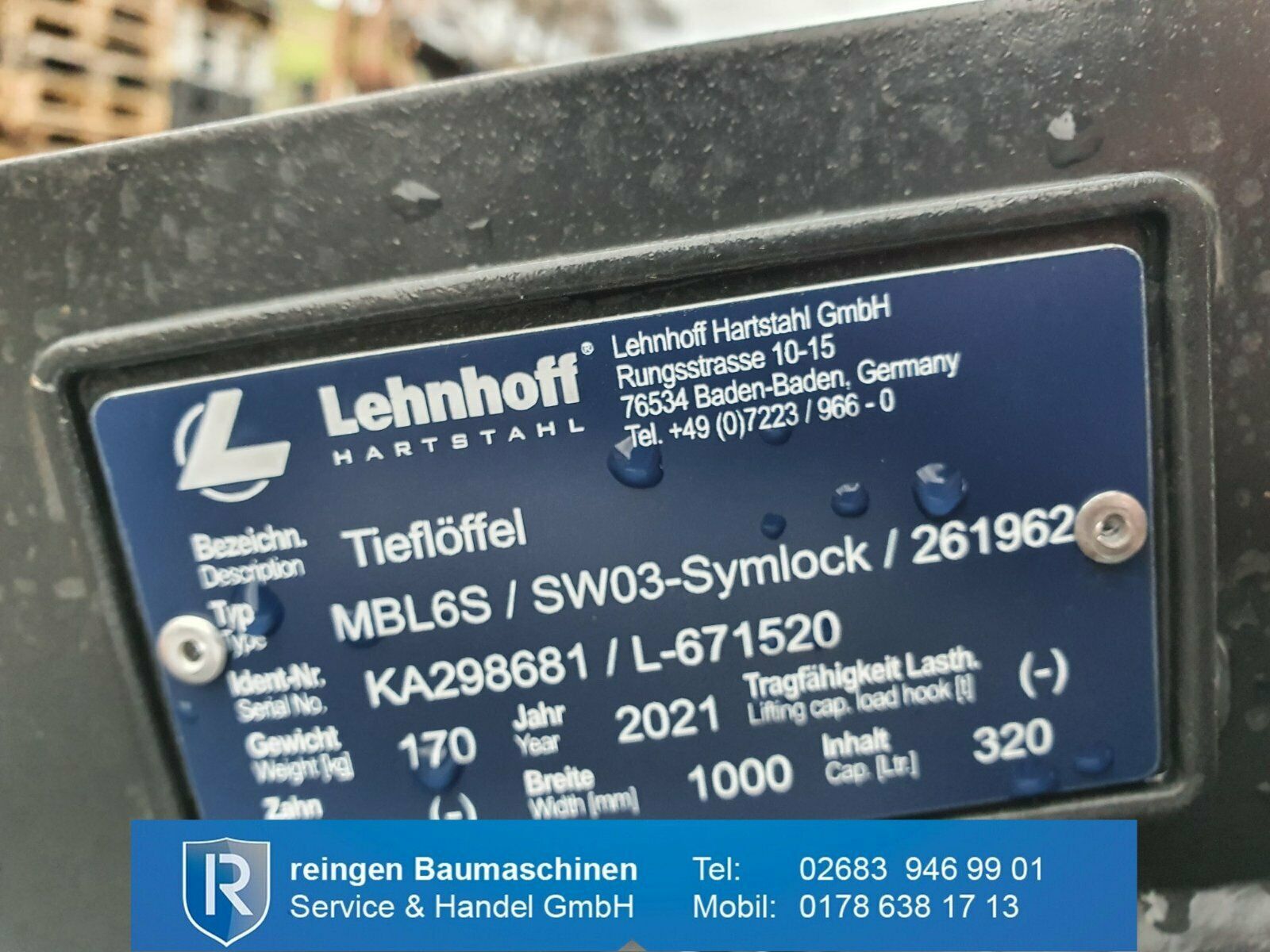 Tieflöffel Lehnhoff MBL6S SW03-Symlock, 2021, neu, 320 Liter