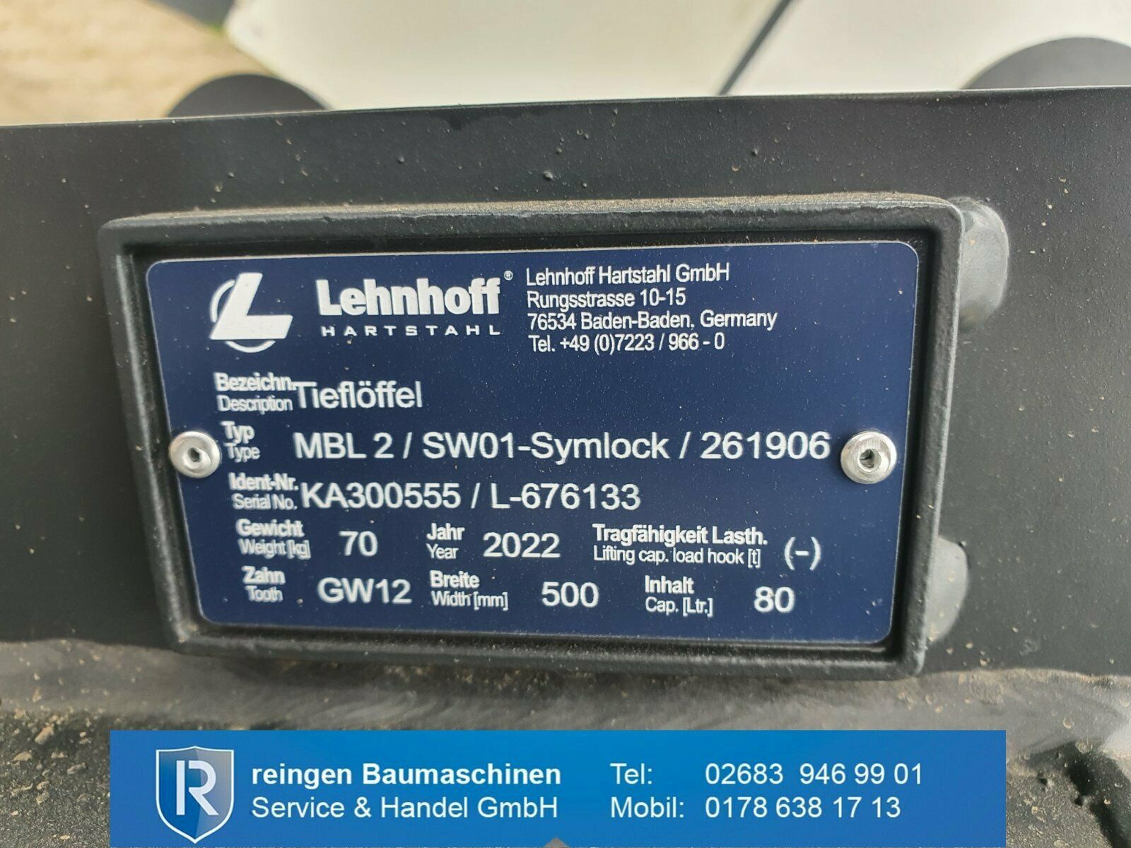 Tieflöffel Lehnhoff MBL2 SW01-Symlock, 2022, 500 mm, neu