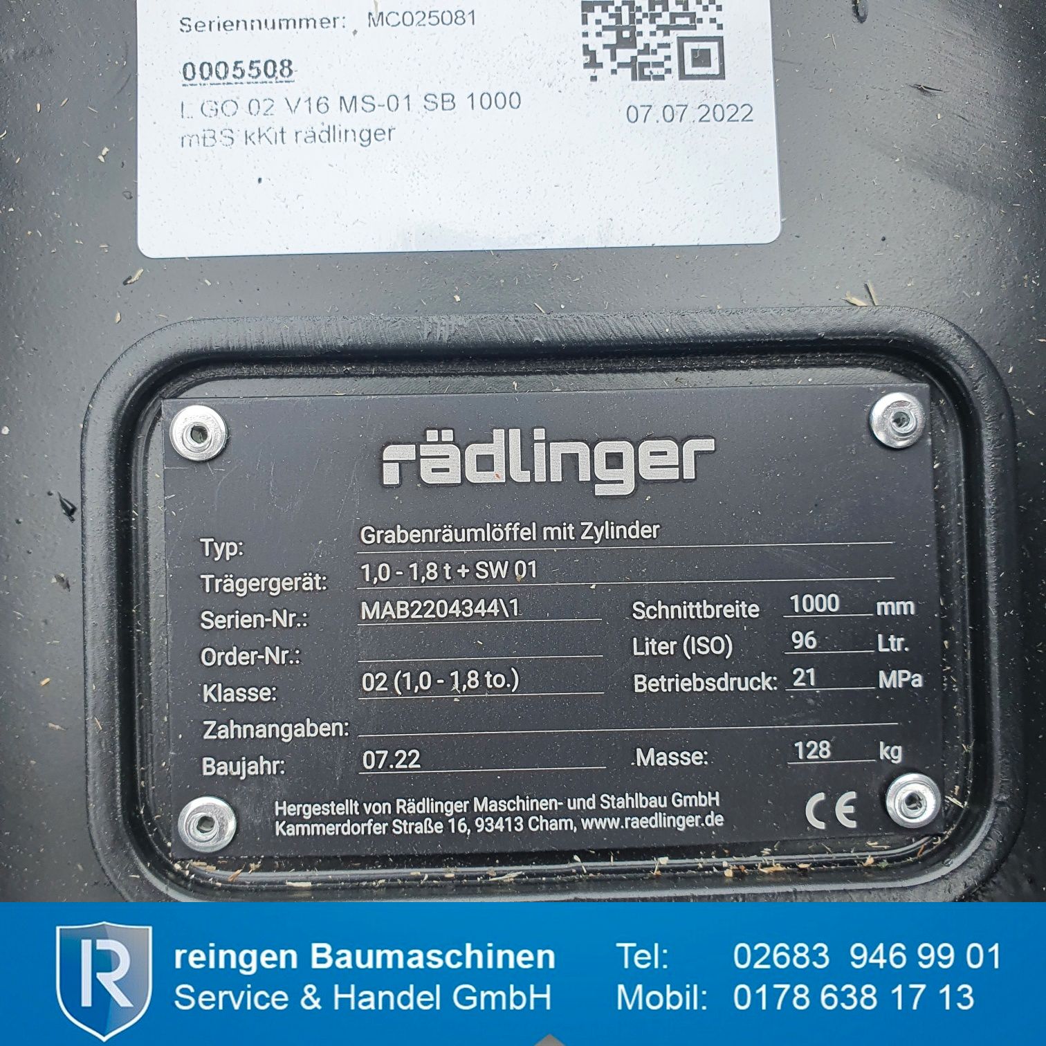 Grabenräumlöffel Lehnhoff MS01, 2022, neu, 1.000 mm breit
