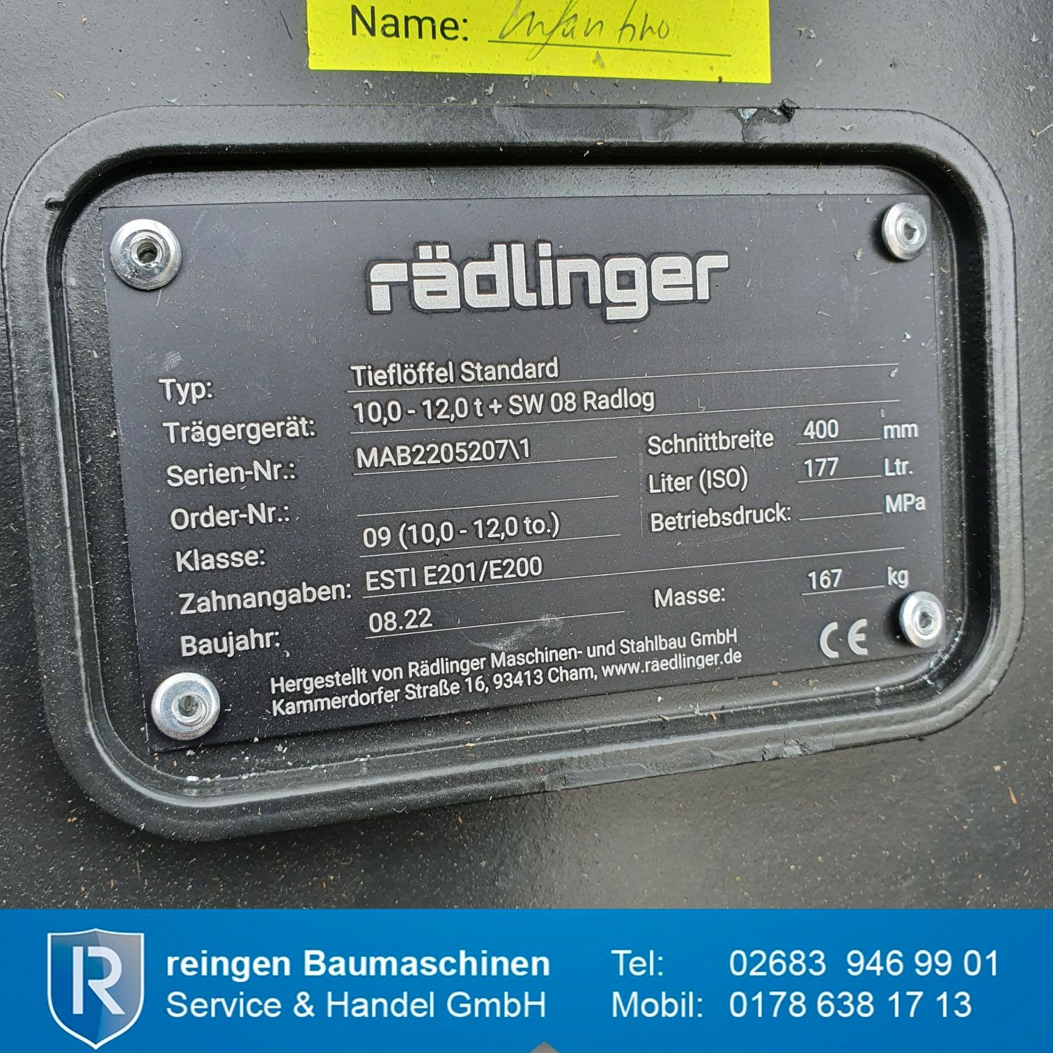 Tieflöffel Rädlinger Standard, 400 mm, SW08 Radlog, neu