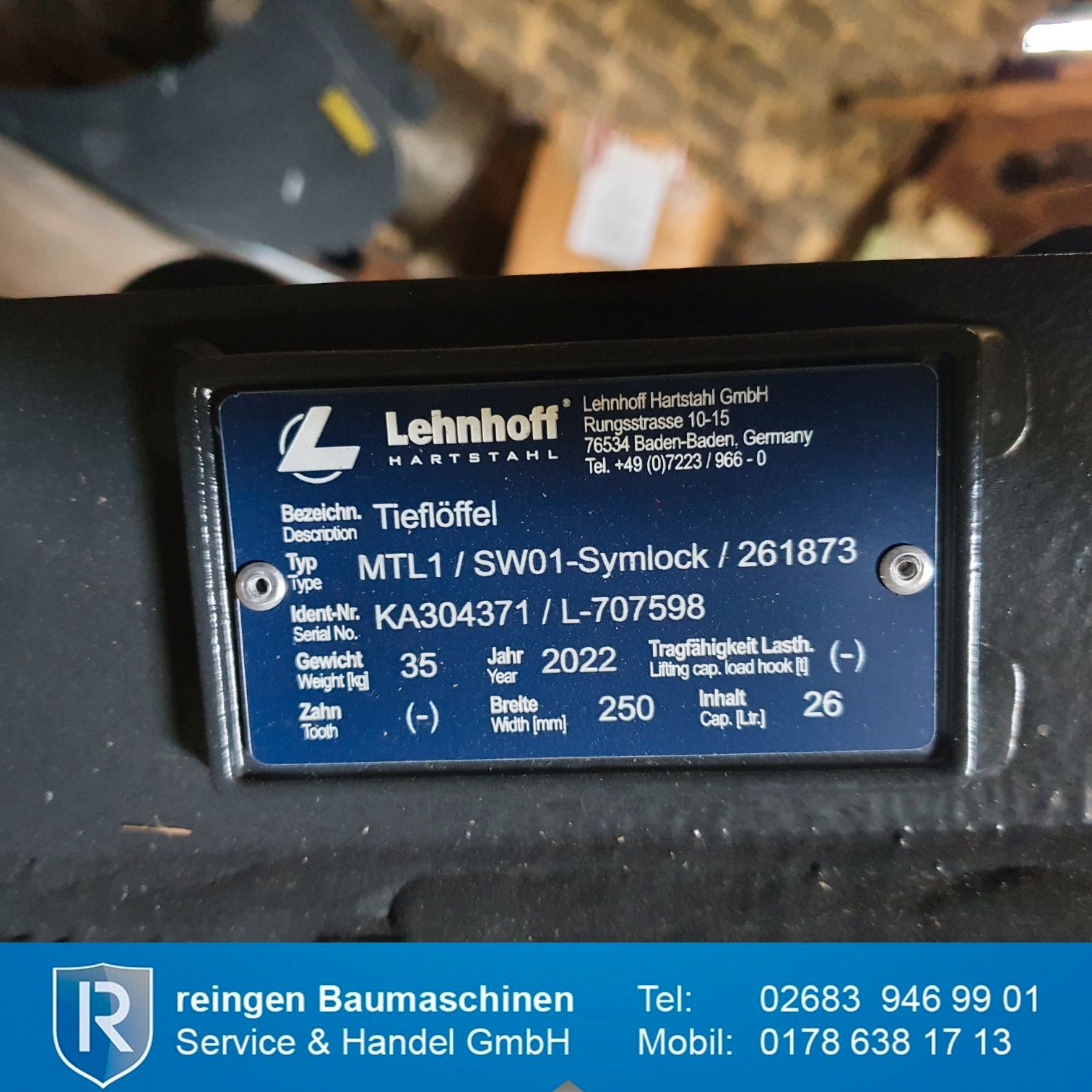 Tieflöffel Lehnhoff MS01 Symlock, neu, 250 mm, 26 Liter