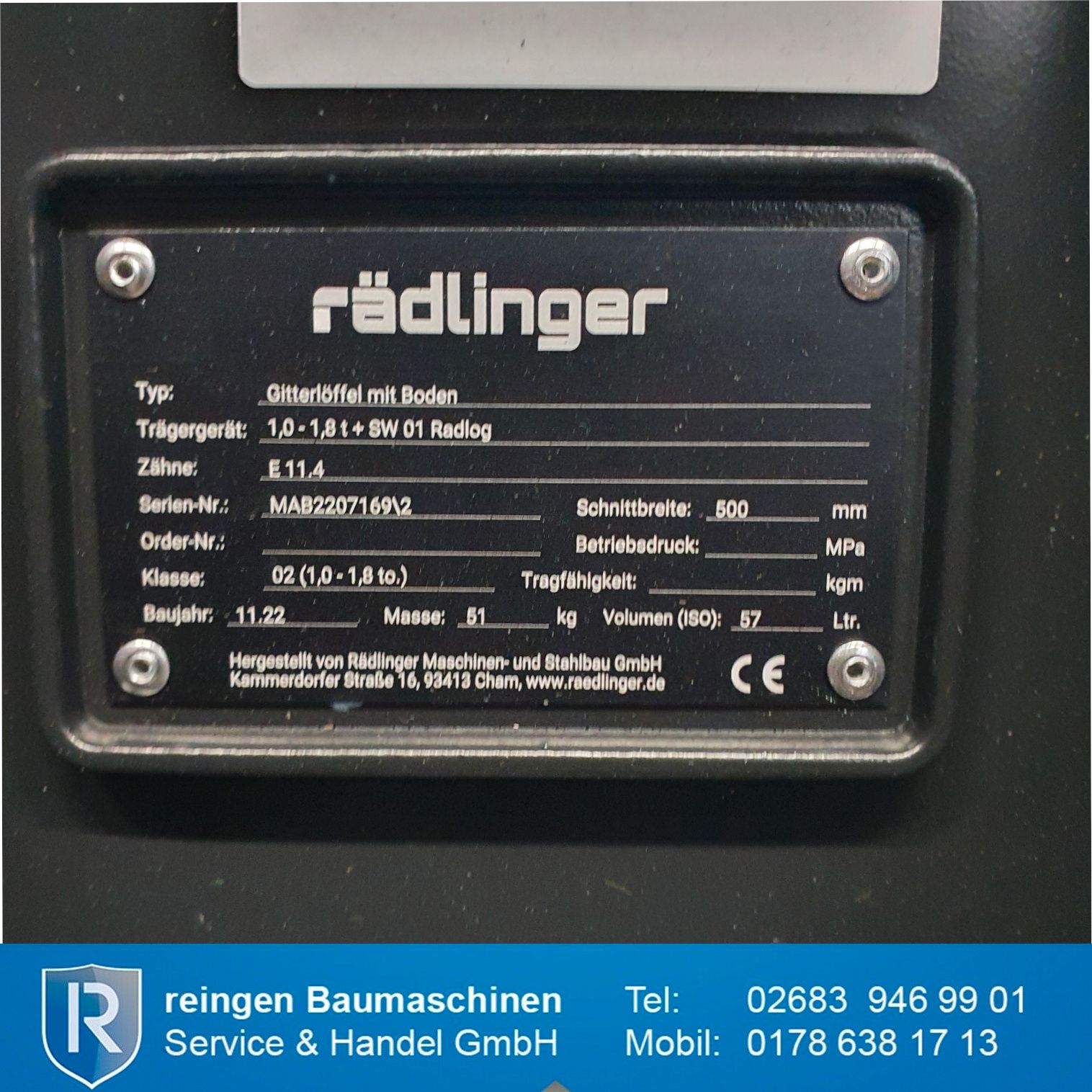 Sieblöffel Rädlinger MS01, 2025, neu, Aufnahme SW01 Radlog