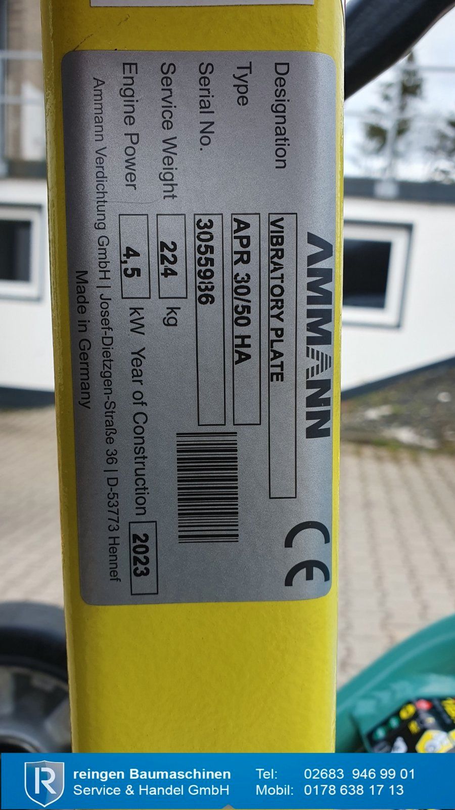 Rüttelplatte Ammann APR 30/50 HA, 2023, neu, 224 kg, 4,5 kW