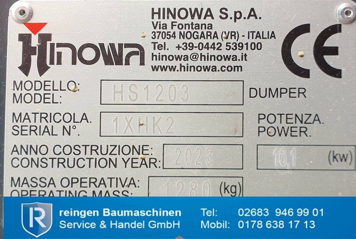 Minidumper Hinowa HS1203, neu, Hochentlader, 1.040 kg Zuladung