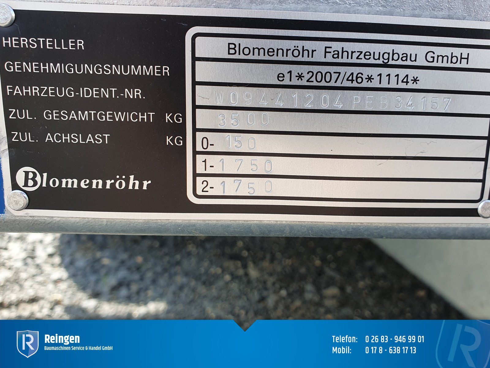 Tandem-Minitieflader Blomenröhr, neu, 3.500 kg Gesamtgewicht