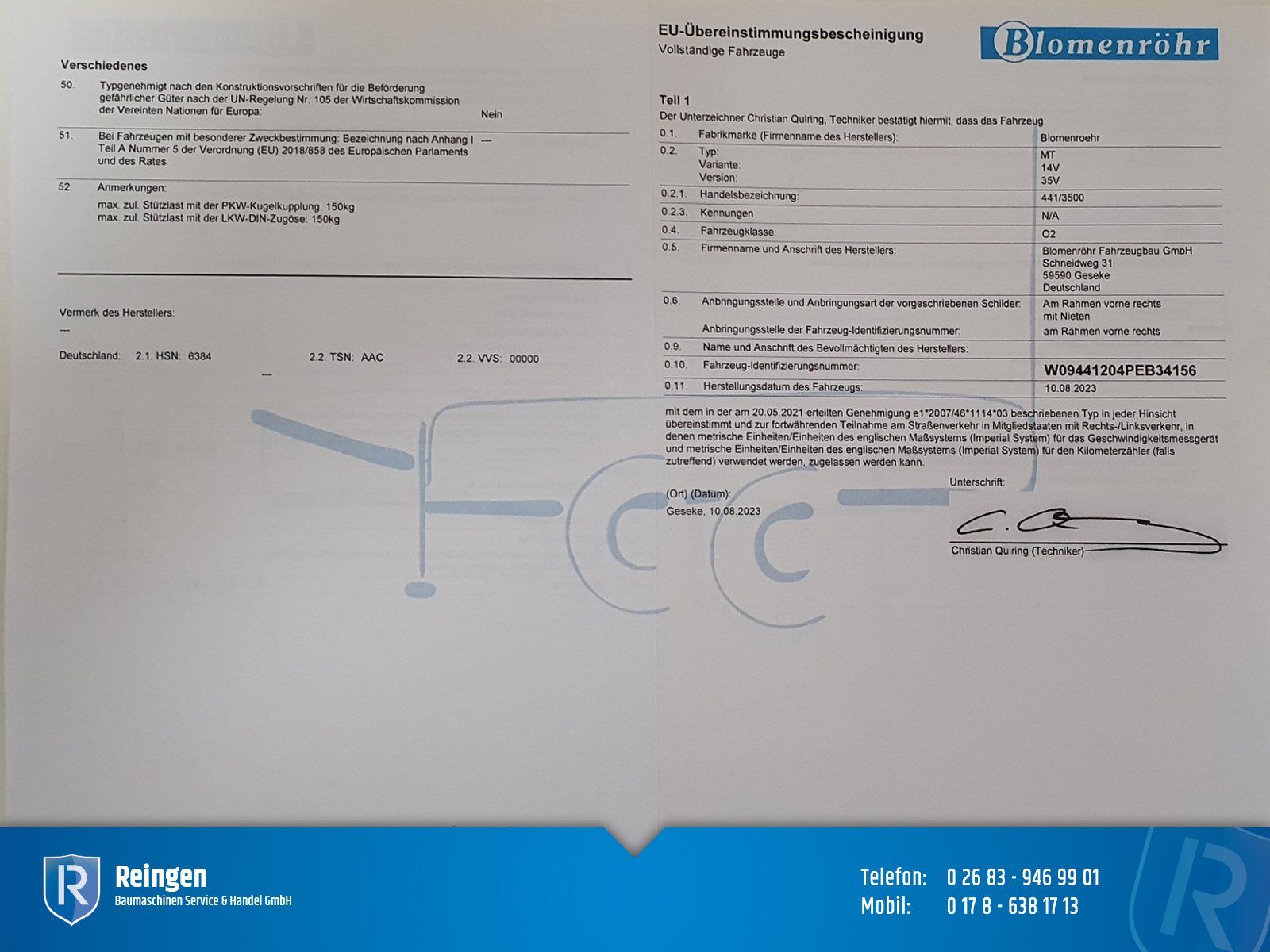 Tandem-Minitieflader Blomenröhr, neu, 2.700 kg Nutzlast