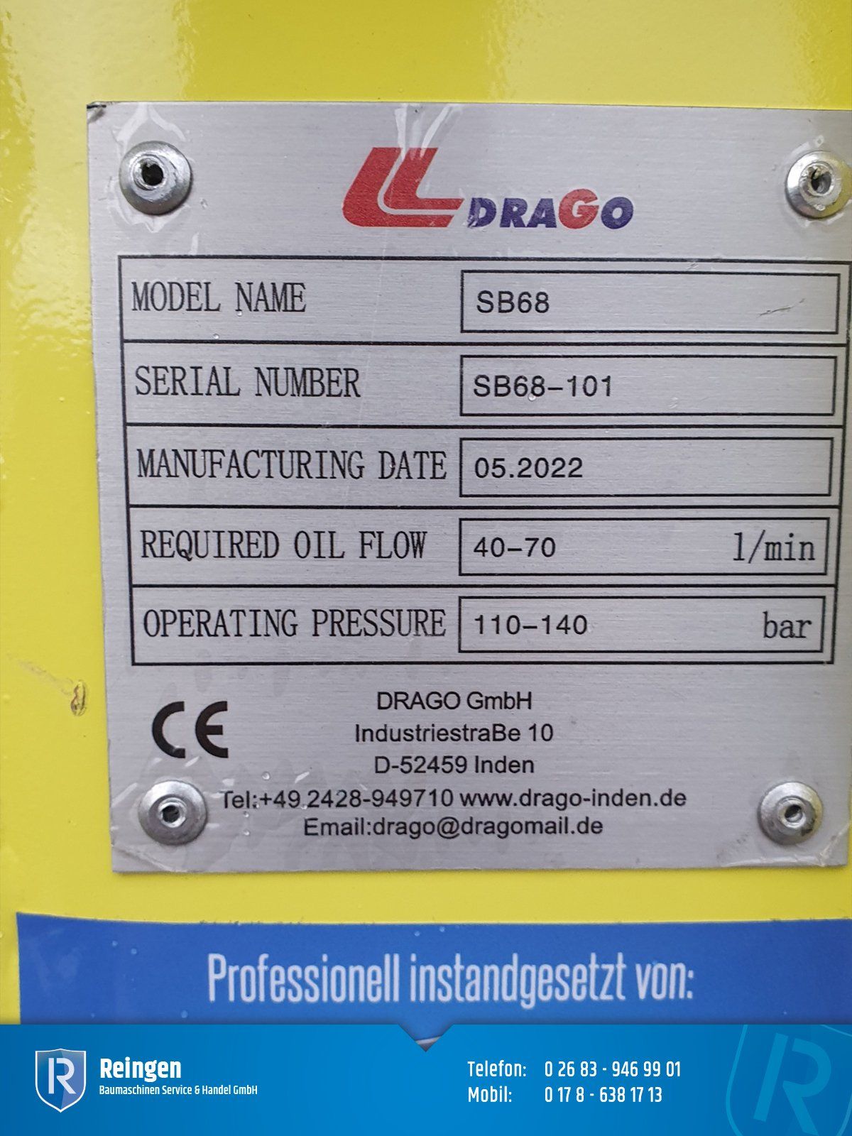Hydraulikhammer DRAGO SB-68, 2022, für 4 bis 8 t Bagger