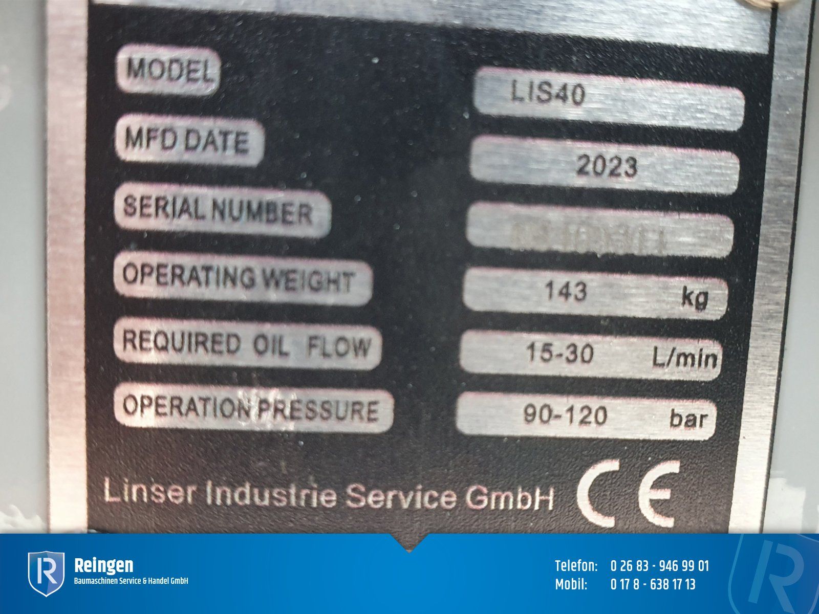 Hydraulikhammer LIS 40 für 0,8 bis 2,5 t Bagger, 2023, 143 kg