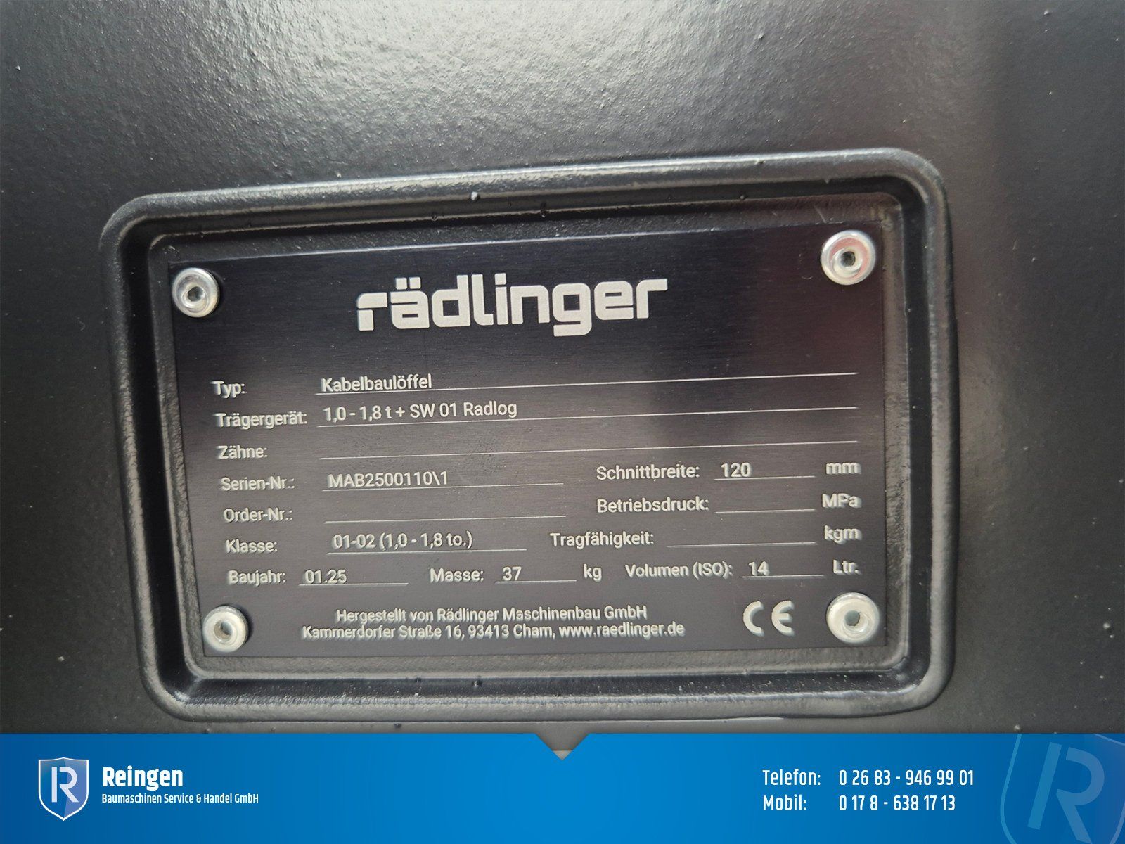 Kabelbaulöffel Rädlinger, 2025, 120 mm, für 1,0 bis 1,8 t