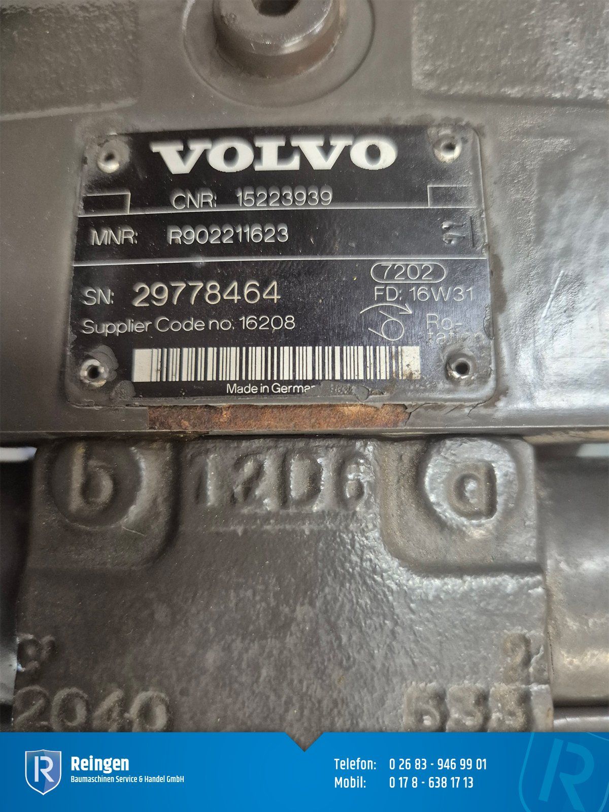 Hydraulikpumpe Volvo A4VG40, gebraucht, ca. 1.900 Bh