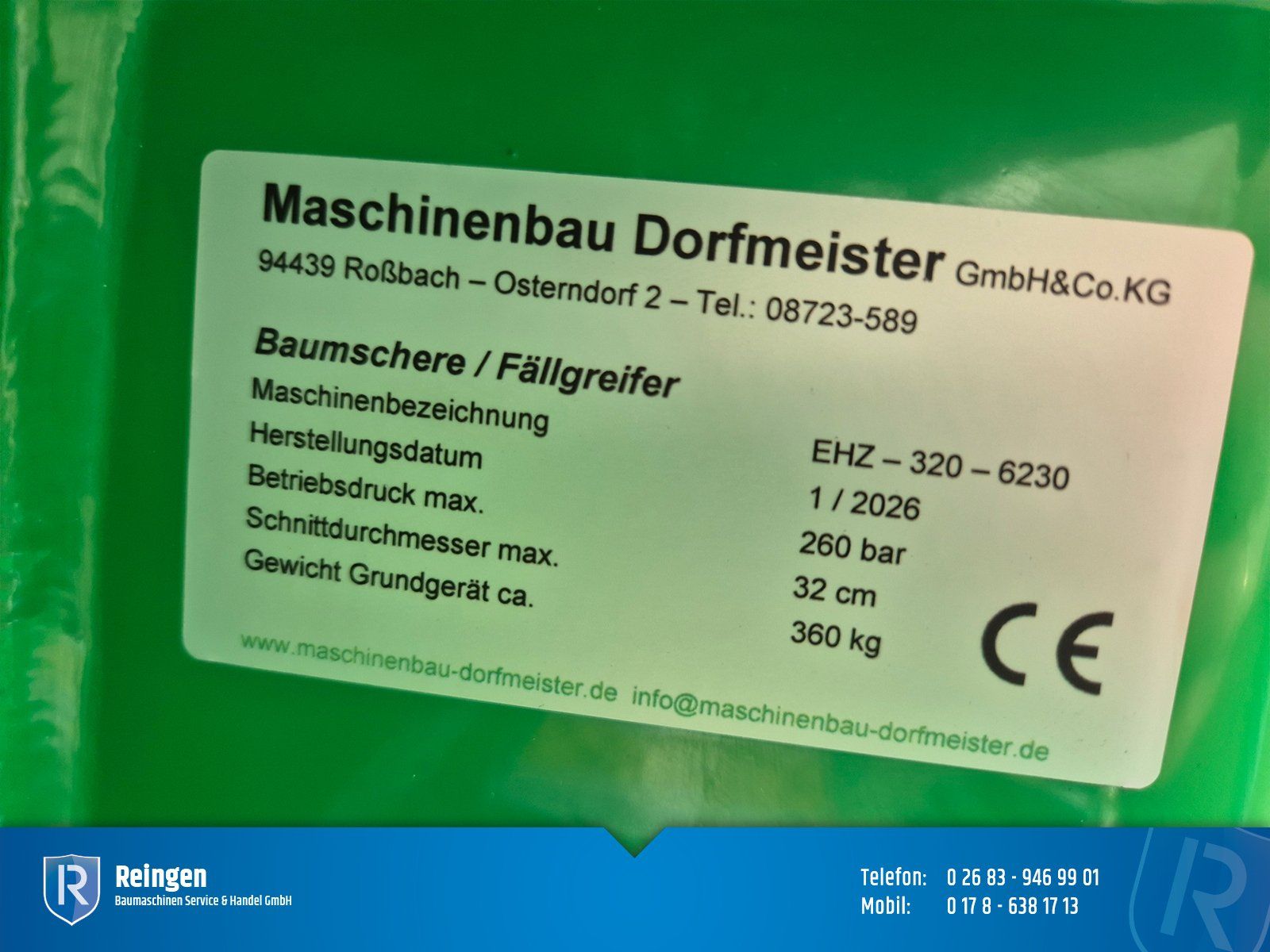 Fällgreifer Dorfmeister EHZ 320, Schnittleistung 320 mm